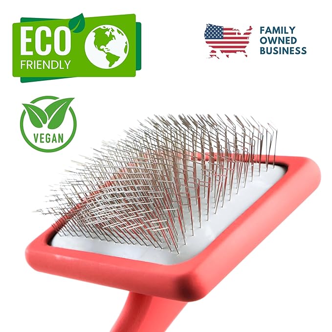 Dog Slicker Brush for Grooming Pet Hair - Best Slicker For Poodle & Golden Doodle - Long Haired Tool For Dogs - Goldendoodle Long Pin Brush For Dematting (Large)