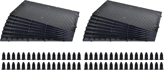 ALEGI Plastic Grid Divider Tray Egg Crate Louvre Aquarium Fish Tank Bottom Isolation with Bracket (8pcs Black) (Pack of 2)