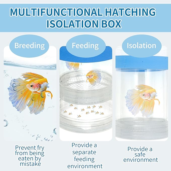 Suspensions Breeder Box, Floating Mesh Isolation Fish Tank Separator Set, Ideal for Aquatic Pets, Large, Blue, 1 Set