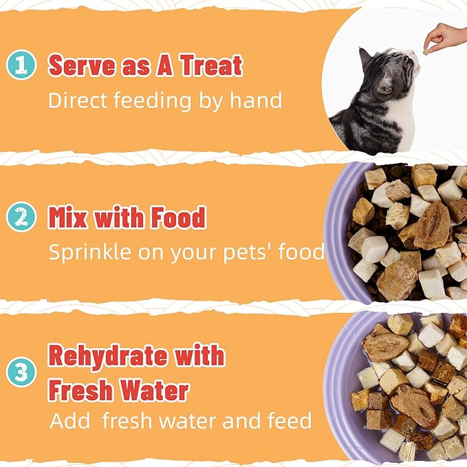 Just Try 7-in-1 Freeze-Dried Dog Teats Mix for Dogs & Cats - Chicken, Duck, Salmon, Cod, Liver & Heart - Grain-Free, Training & Treats