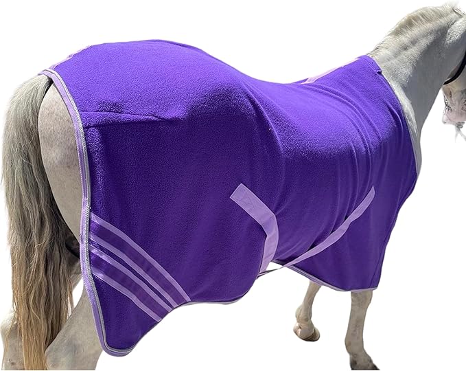 Majestic Ally Anti Pill Fleece Horse Blanket/Sheet with Silver Braided Rope (Purple, 70)