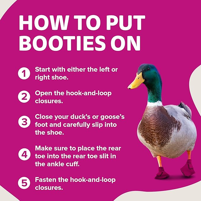 Duck Shoes for Injured Feet – Protective Neoprene Footwear for Ducks, Protective Shoes for Birds with Injured feet, Bumblefoot Relief - Large, 4.5” Max. Inside Width - Pink