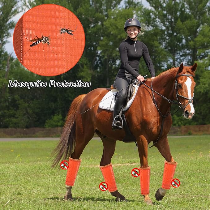Fly Boots for Horses. Horse Fly Boots Set of 4. Adjustable Horse Fly Boots Stops Stomping Fly Leg Wraps for Horses,