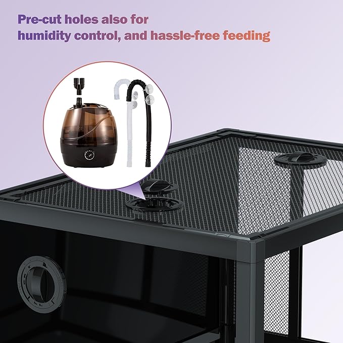 33 Gallon Reptile Glass Terrarium, Front Opening Vivarium with Screen Ventilation, Easy Setup Tarantula Enclosure for Bearded Dragon, Gecko, Lizard, 24x18x18in Waterproof Base Knock Down