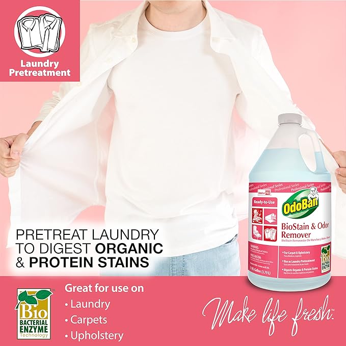 OdoBan Professional Cleaning and Odor Control Solutions, Ready-to-Use Biostain and Odor Remover, Made in the USA, 1 Gallon