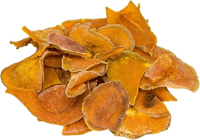 Dehydrated Natural Pumpkin Slices for Dogs- Crunchy Treats- 1lb Stay Fresh Resealable Bag, All-Natural- High Protein, Great For Sensitive Stomachs, Low Fat, A Healthy Rawhide Alternative for All Dogs