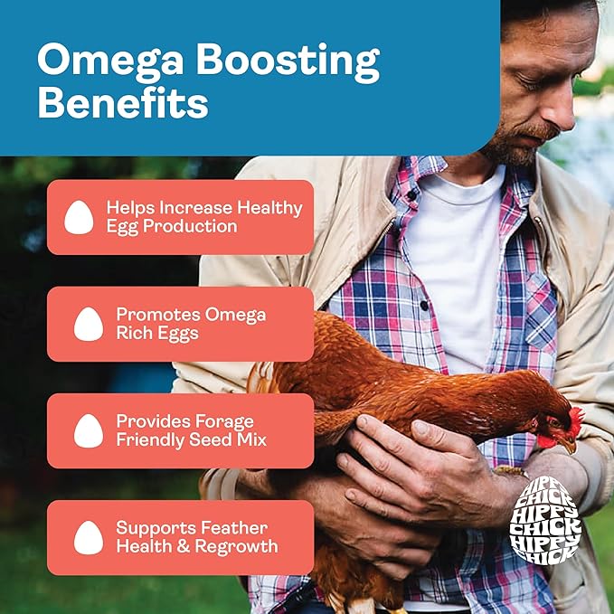 Omega Booster – Omega-3 Eggs & Chicken Supplement for Laying Hens – Egg Laying Booster & Feather Health Support – Natural Poultry Treat, Layer Food Additive & Flock Snack – 1.25 lb Bag