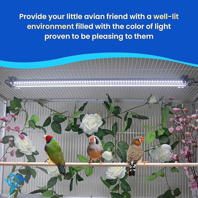 HappyBird Lighting Bird Cage Light - Full Spectrum LED Pet Light - Simulates Natural Environment - Safe for Soft Bill Birds – Easy to Install - (24" Long)