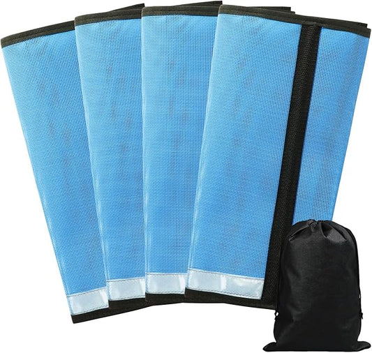 Fly Boots for Horses Set of 4 Leg Wraps Protection, Mesh Horse Fly Leggings Breathable Tendon Boots for Reduces Stomping & Leg Fatigue Sky Blue Large