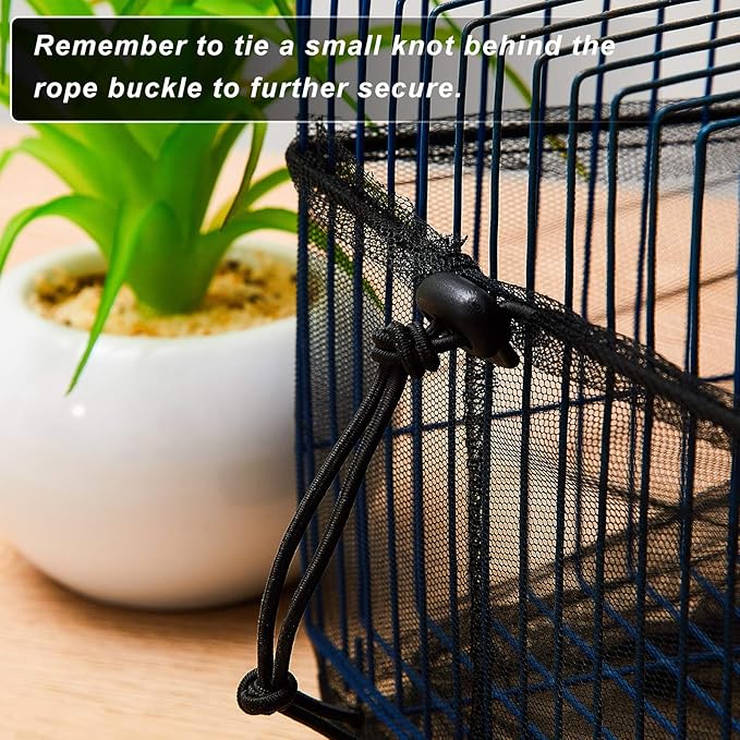 Shappy 2 Pieces Adjustable Bird Cage Seed Catcher Birdcage Cover Nylon Mesh Netting Soft Skirt Guard for Parrot Parakeet Macaw Round Square Cage(118 x 14.6 Inch,White, Black)