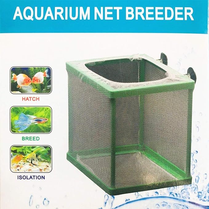 COMOK Fish Hatchery Breeder Box Aquarium Separation Net Nylon Incubator Mesh Fish Breeding Tanks Isolation Box Green Square