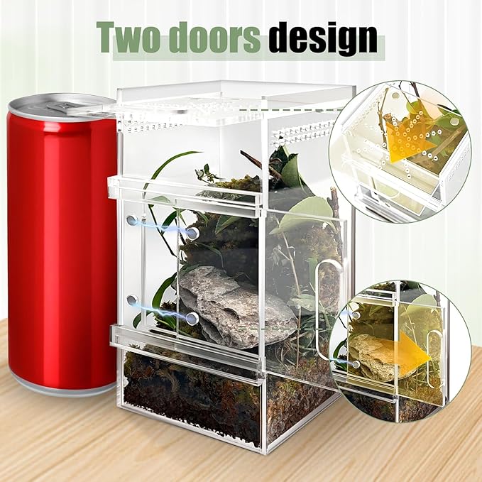 Jumping Spider Enclosure 3x3x6 Inch Acrylic Spider Cage Insect Terrarium Bug Enclosure Tarantula Enclosure Reptile Terrarium for Snail, Mantis, Lizard, and Small Reptiles