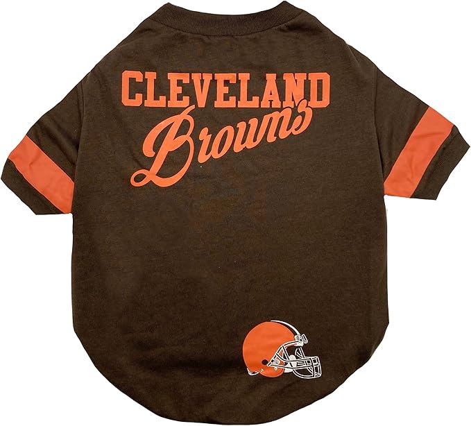 NFL Cleveland Browns Dog & Cat T-Shirt, Medium. Football PET TEE for NFL Team Fans. New & Updated Fashionable Stripe Design, Durable & Cute Sports Outfit