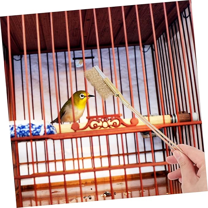 GANAZONO 1set Handle Bird Cage Brush for Easy Cleaning Wire Brush Extra Handle for Cage Maintenance and Effortless Bird Dropping Removal