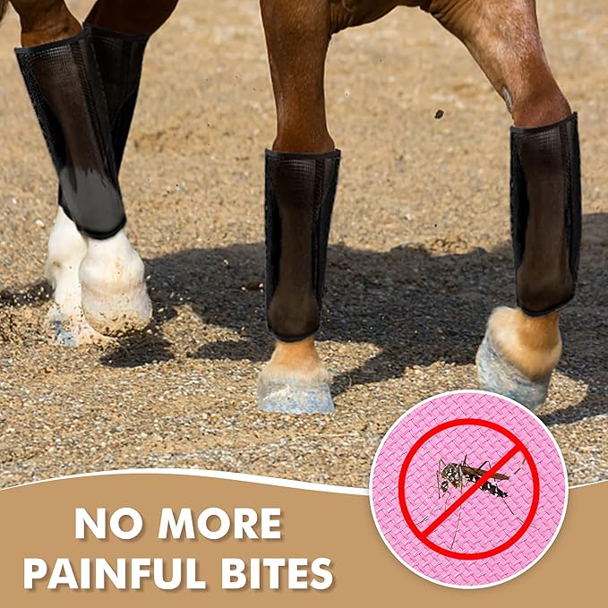 4 Sets Fly Boots Loose Fitting & Non-Slip Horse Fly Leggings No More Horsefly Nuisance Greatly Reduce Stomping Breathable with Natural Air Flow