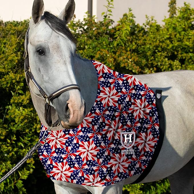 Harrison Howard Heat-Insulating Breathable Stretchy Shoulder Guard Anti Rub Bib for Horse US Flag Prism M