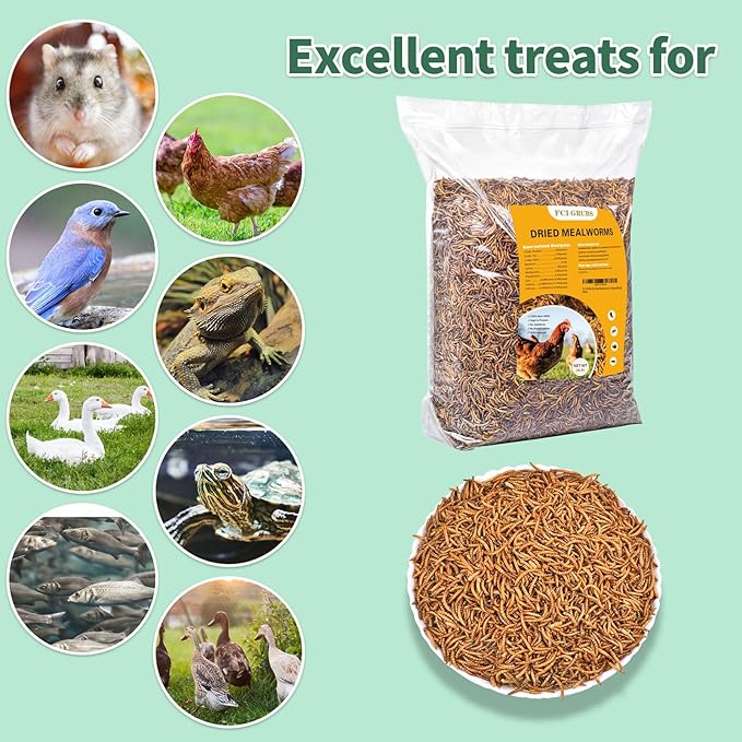 Dried Mealworms 9LB-High Protein Chicken Feed,More Protein,No Additives,Premium Organic Non-GMO,Rich in Protein Meal Worms for Chickens,Wild Birds,Laying Hens,Turkeys-Nutrient-Rich Mealworms