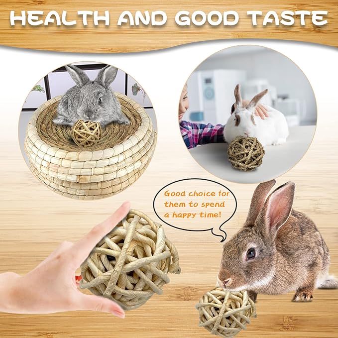 Tfwadmx 6 Pcs Small Animal Chew Ball Toy Rabbit Rolling Activity Play Balls Pet Cage Entertainment Accessories for Hamster Guinea Pigs Gerbil Chinchilla Hedgehog Teeth Grinding Gnawing