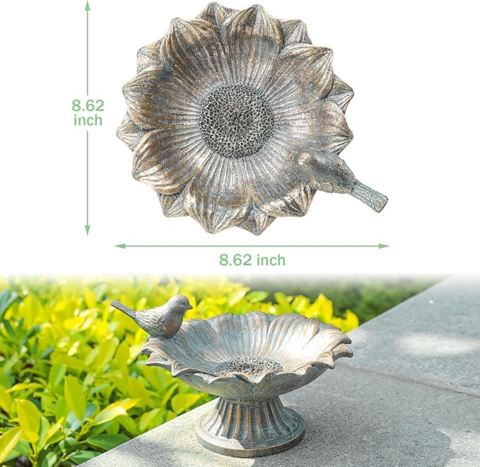 MUMTOP Bird Baths for Outdoors, Antique Outdoor Garden Birdbath Bowl Resin Bird Baths and Feeder with Vintage Bird Ornament for Outside Yard Table Decor