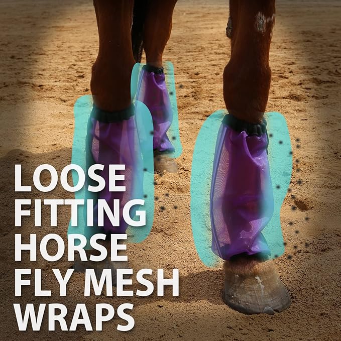Universal Size Horse Leggings Fine Mesh Horse Fly Boots Greatly Reduce Stomping Breathable Horse Boots Leg Wraps (Set of 4) Purple