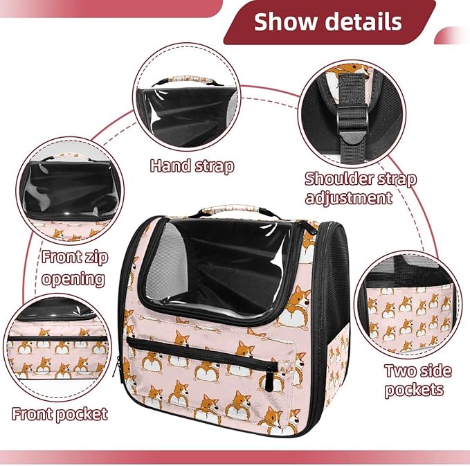 Corgi Dog (2) Pet Carrier Soft Sided Carrier for Small Medium Cats Dogs