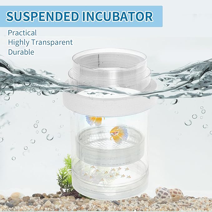 Suspensions Breeder Box, Floating Mesh Isolation Fish Tank Separator Set, Ideal for Aquatic Pets, Large, White, 1 Set