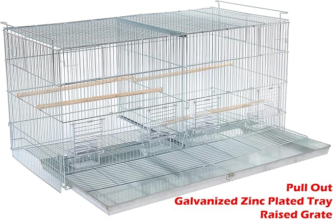 Combo: Galvanized Zinc Plated Stack & Lock Breeder Bird Flight Cage Breeding Nest Door Removable Divider with Rolling Stand (ADD ON 26.5"x11"x15"H-LOT-4, Galvanized Zinc Plated)