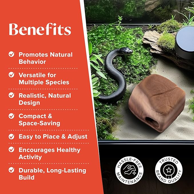 Gecko Cave Reptile Hide – Naturalistic Terrarium Shelter for Geckos, Lizards, Snakes, Bearded Dragons, Tortoises & Other Reptiles