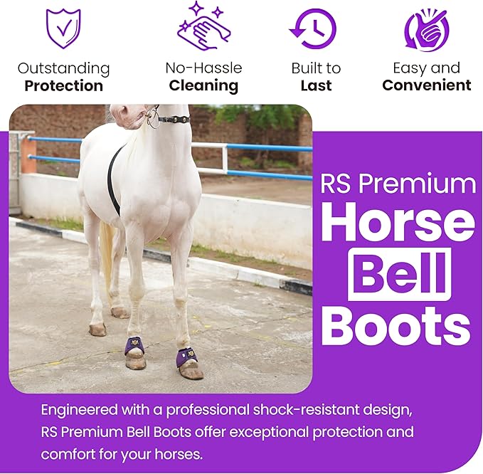 Bell Boots | Prevent Horses from Injury | Professional Bell Boots for Horses with Superb Protection, Durability, Comfort, Relaxable & Lightweight | Easily Remove mud & dust