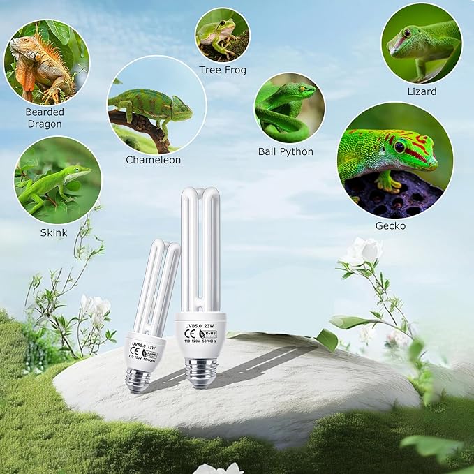 UVB 5.0 Linear Lamp 13W, Compact Fluorescent Lamp, UVA-UVB Light for Terrarium Tropical & Sub-Tropical Terrariums, Ideal for Reptiles Chameleons, Iguanas, Turtles & Rainforest Reptile Tank