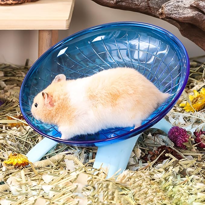 Hamster Flying Saucer Silent Running Wheel, 12 Inch, Suitable for Guinea Pigs, Hamsters, Hedgehogs and Other Small Animals to Ensure Safe Exercise（Blue）