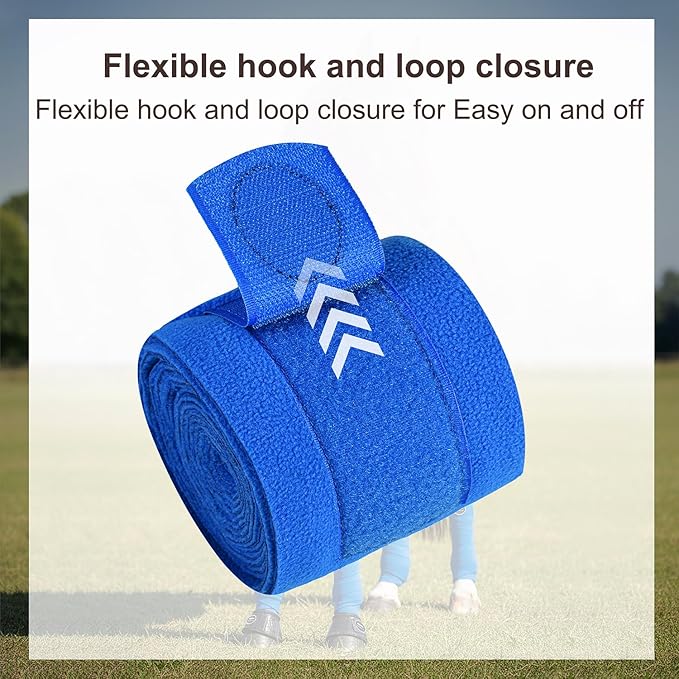 Horse Polo Leg Wraps, Fleece Wraps Elastic Bandages, Comfort Equestrian Standing Wraps, Set of 4, Boot Protection Stable Wraps Supplies (Full 10ft Black)