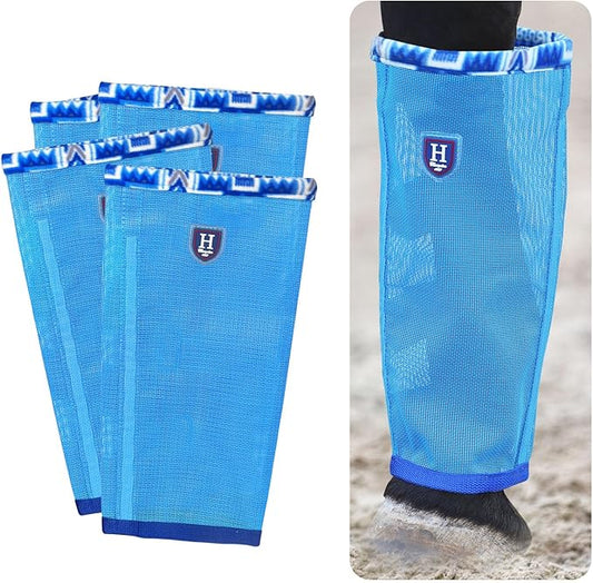 Fine Mesh Fly Boots Loose Fitting & Non-Slip Horse Fly Leggings Fleece Air Flow (Set of 4)