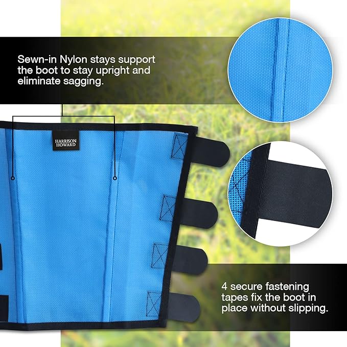 Harrison Howard Loose Fitting Fly Boots UV-Protective Extra Tough Mesh Ventilated Four Fasteners Stay-on Design Protect Horse Legs & Stomp-Reducing Set of 4 Sky Blue Pony