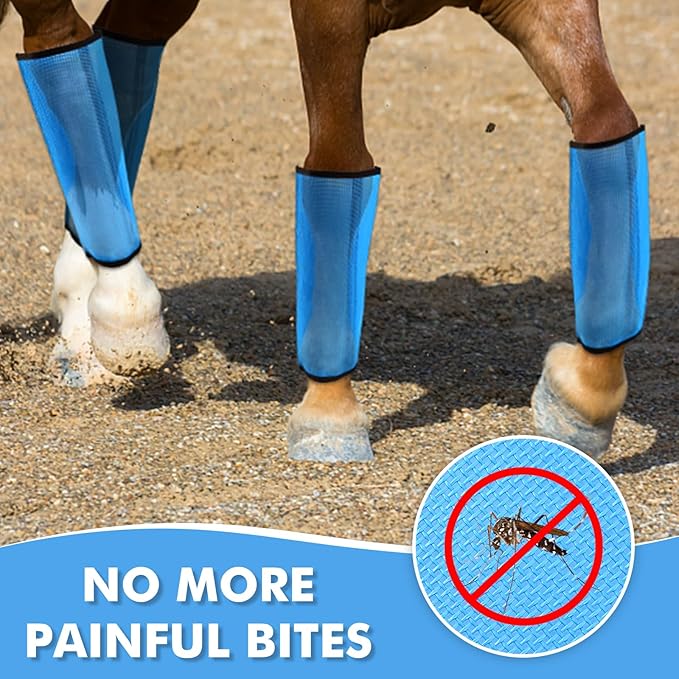 4 Sets Fly Boots Loose Fitting & Non-Slip Horse Fly Leggings No More Horsefly Nuisance Greatly Reduce Stomping Breathable with Natural Air Flow