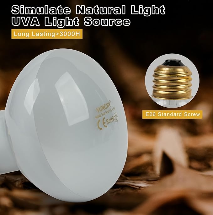 Reptile Heat Lamp, 150W Heat Lamp Bulbs for Reptiles 2 Pack, Amphibians Basking Heat Lamp Bulbs, UVA Daylight Basking Light for Reptiles, Bearded Dragon, Lizard, Turtle, Chicken