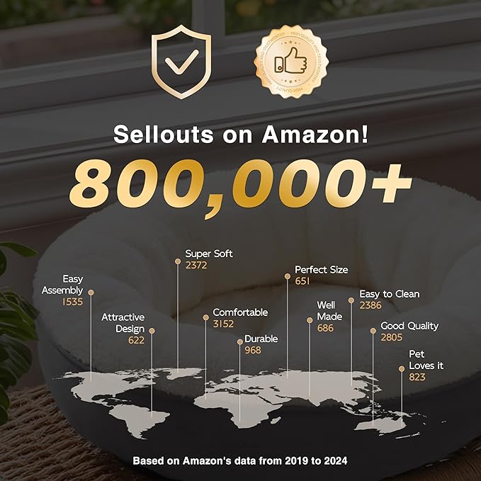 Love's cabin Round Donut Cat and Dog Cushion Bed, 20in Pet Bed for Cats or Small Dogs, Anti-Slip & Water-Resistant Bottom, Super Soft Durable Fabric Pet beds, Washable Luxury Cat & Dog Bed Navy Blue