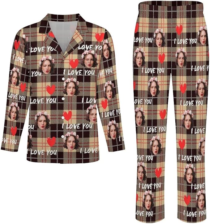 D-Story Personalized Pajamas with 1-8 Faces for Women Men, Custom Christmas Pjs, Pajamas Gifts For Family,Cat Mom,Dog Mom