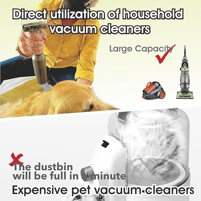 Pet Vacuum Grooming Brush Hair Comb Shedding Deshedding Attachment Tool for Dogs and Cats