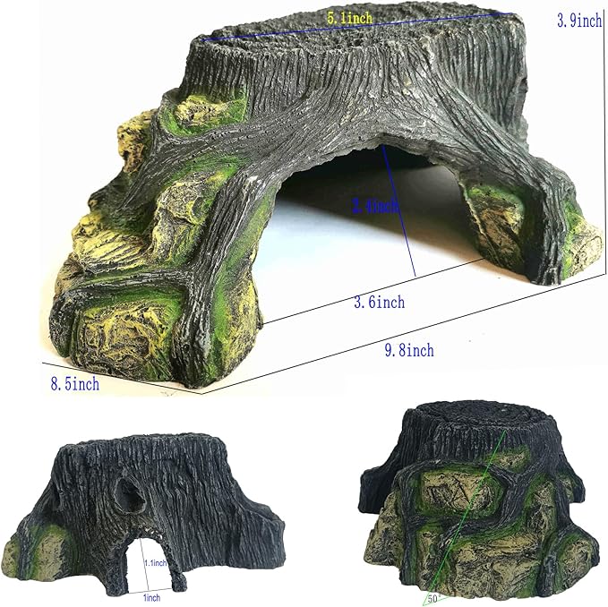 Heavy 2.9 Pounds Reptile Hide Snake Hide for Bearded Dragon Gecko Lizard Baby Ball Python Little Turtle Tortoise Use 10"×8.5"×4",Aquarium Decor for Betta Fish,Shrimp,Spider,Scorpion,Frog,Hermit Crab