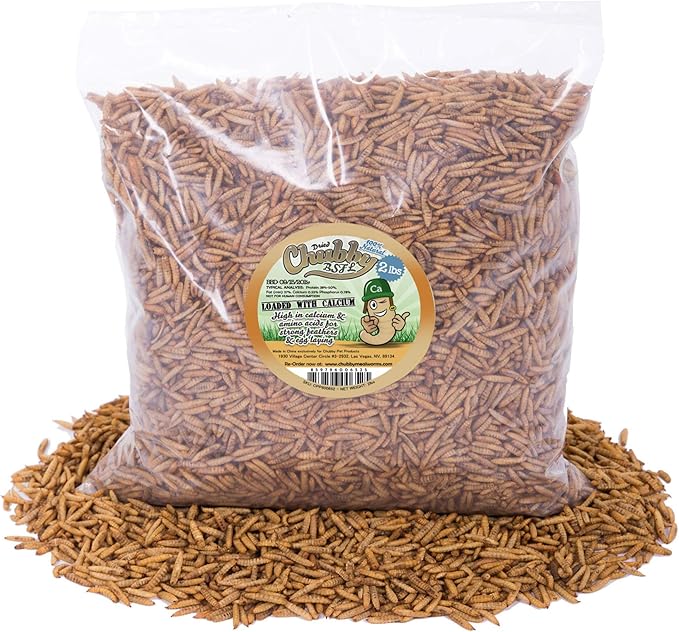 2lb Dried Black Soldier Fly Larvae Non-GMO Dried Insects for Chickens High Protein Chicken Feed Meal Worms for Wild Birds & Chicken Treats for Laying Hens