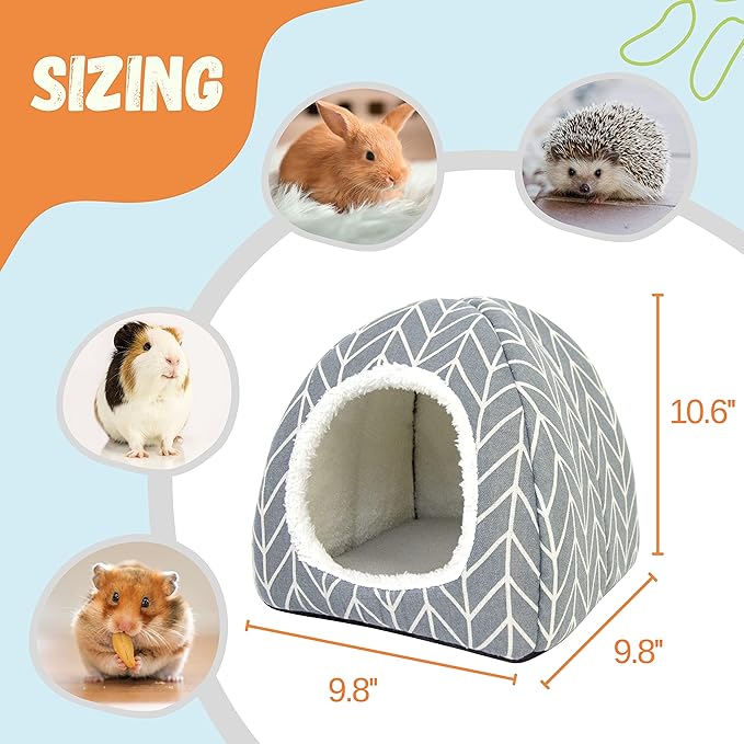 Guinea Pig Hideout Bed Dwarf Rabbit House Cave Accessories Cozy Hide-Out for Little Bunny Hedgehog Ferret Chinchilla&Other Small Animals (Grey)
