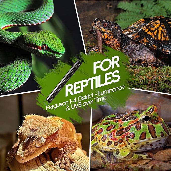UVB Light for Reptiles with Dimmer,16 inch 15W LED UVA UVB Reptile Light Fixture with 4 Auto Modes for Ferguson Zones, Terrarium Lamp for Bearded Dragons, Leopard Gecko, Snake, Turtle & More