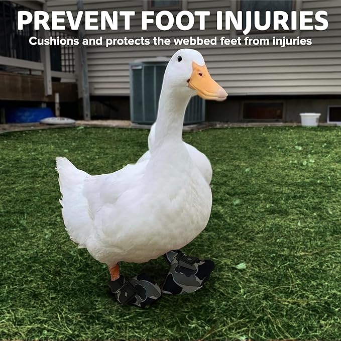 Duck Shoes for Injured Feet – Protective Neoprene Footwear for Ducks, Protective Shoes for Birds with Injured feet, Bumblefoot Relief - XL, 5.75” Max. Inside Width - Gray Camouflage