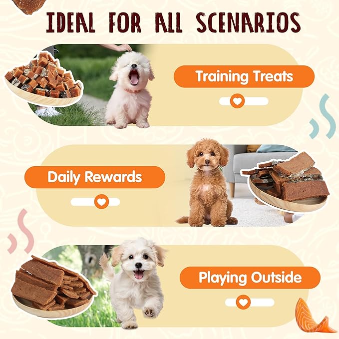 PAWUP Salmon Dog Treats, Healthy Salmon Bites, Dog Jerky Training Treats with Taurine, Rich in Omega-3, 12oz (Smoked Flavor)