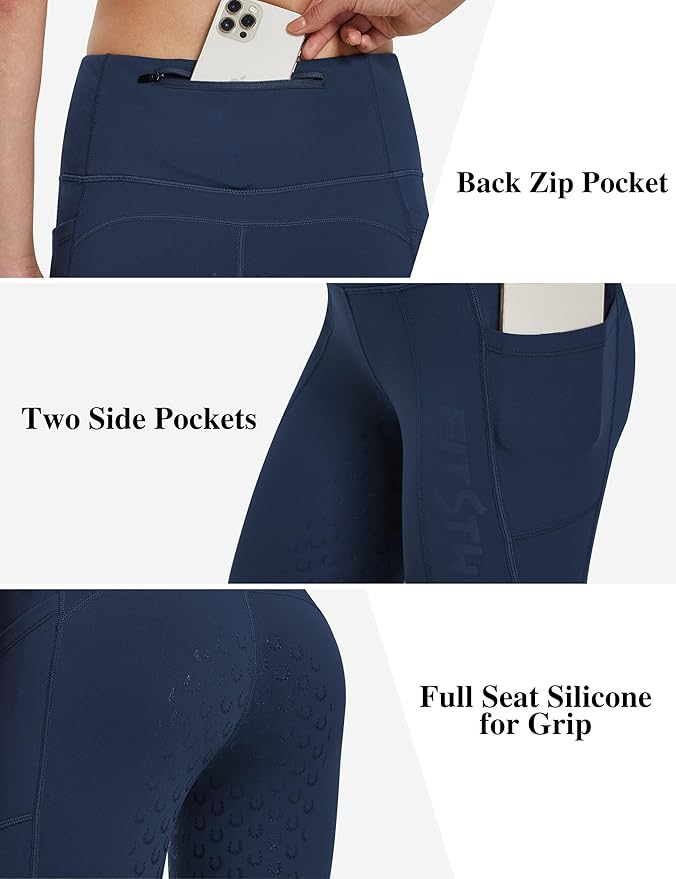 FitsT4 Sports Women's Winter Riding Breeches Fleece Lined Horse Riding Pants Tights Full Seat Silicone Equestrian Breeches