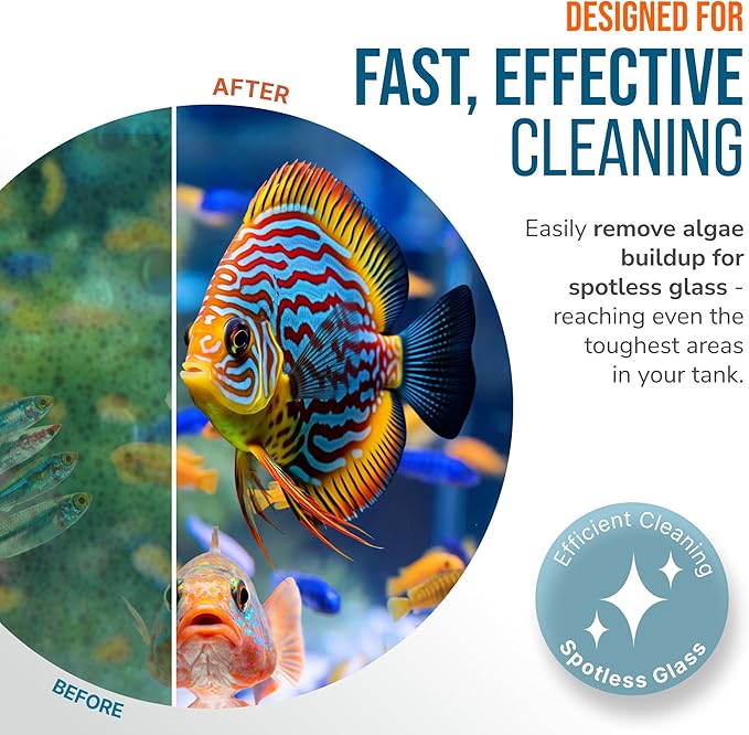 FLIPPER Max Magnetic Aquarium Cleaner – 2-in-1 Flip Scrubber and Scraper, Floating Design for Cleaning Hard-to-Reach Algae and Debris on Glass and Acrylic Tanks up to 3/4"