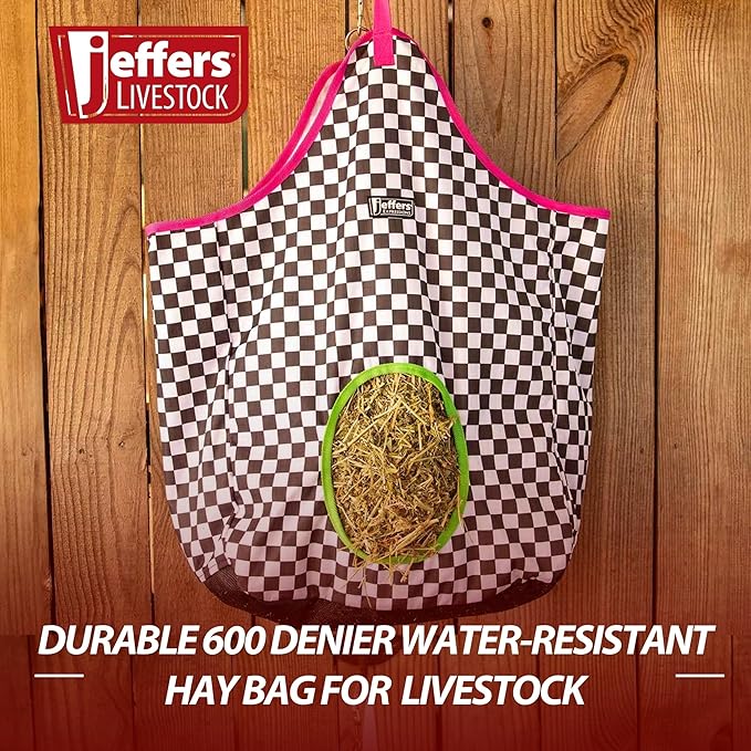 Jeffers Expression Top Loading Hay Bag for Horses & Livestock – Durable 600 Denier, Water Resistant Hay Feeder with Mesh Bottom for Stall, Trailer & Travel – Horse Feeding Supplies - Skater Cowgirl