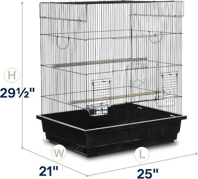 Prevue Pet Products Square Top Parakeet Cage, Black 25.0" L x 21.0" W x 29.5" H