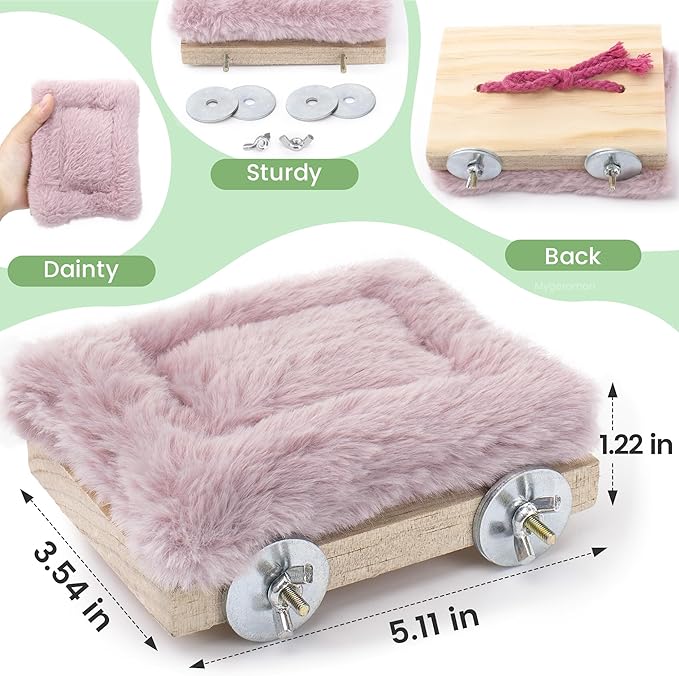 Bird Hammock Bed for Cage Parrot Perch Wooden Parakeet Sleeping Platform Winter Accessories